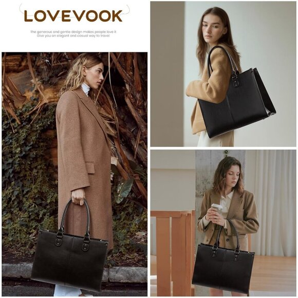 LOVEVOOK Laptop Bag for Women 15.6 inch Laptop Tote Bag Vintage Work Bags - Picture 2 of 8